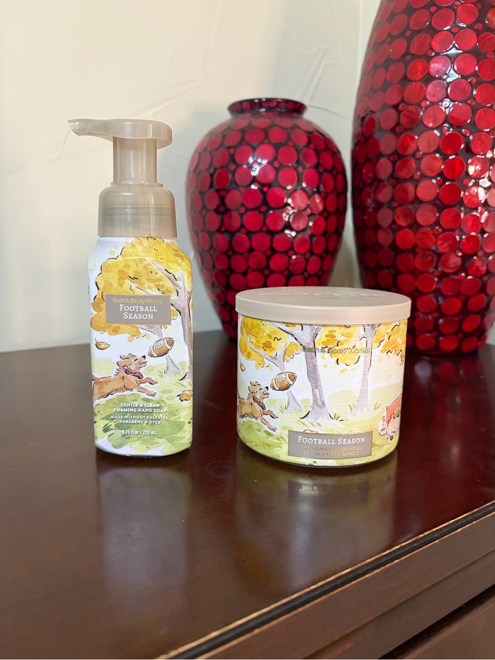 Bath & Body Works Football Season Foaming Hand Soap & Scented 3 Wick Candle